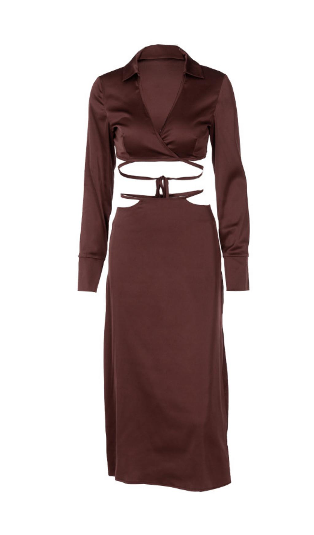 LACE-UP COLLAR SKIRT SUIT