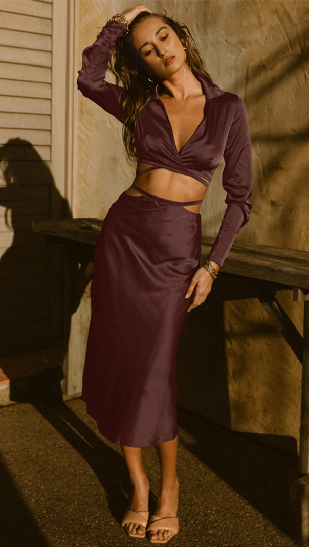 AIIZIE LACE-UP COLLAR SKIRT SUIT - product image