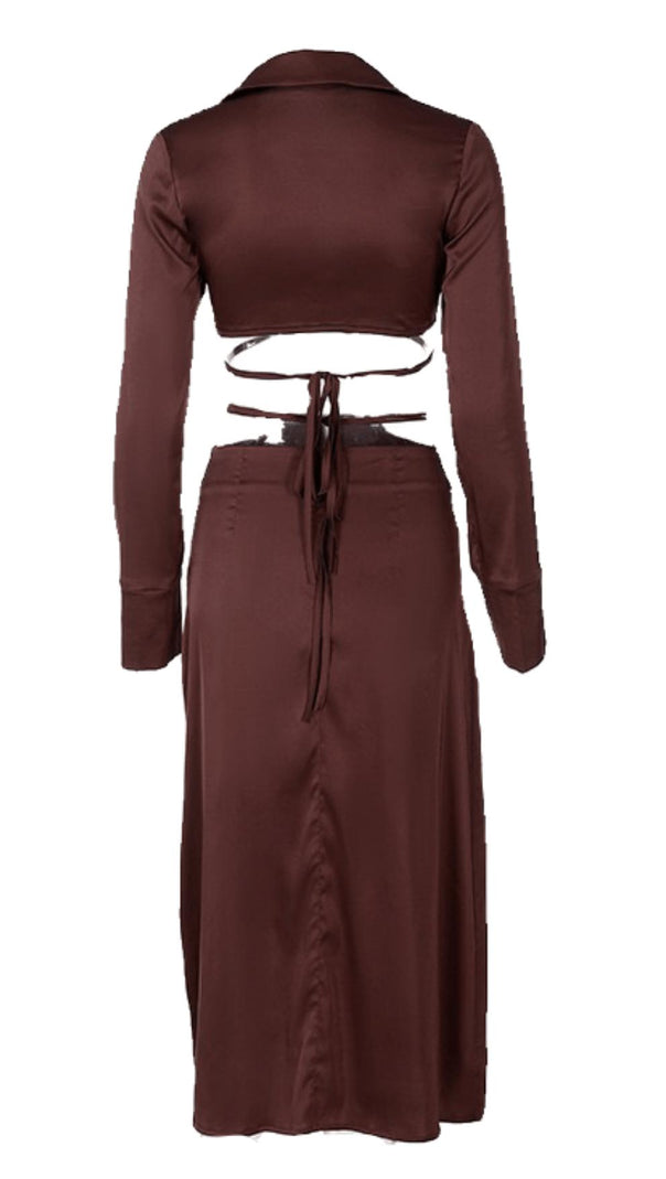 AIIZIE LACE-UP COLLAR SKIRT SUIT - product image