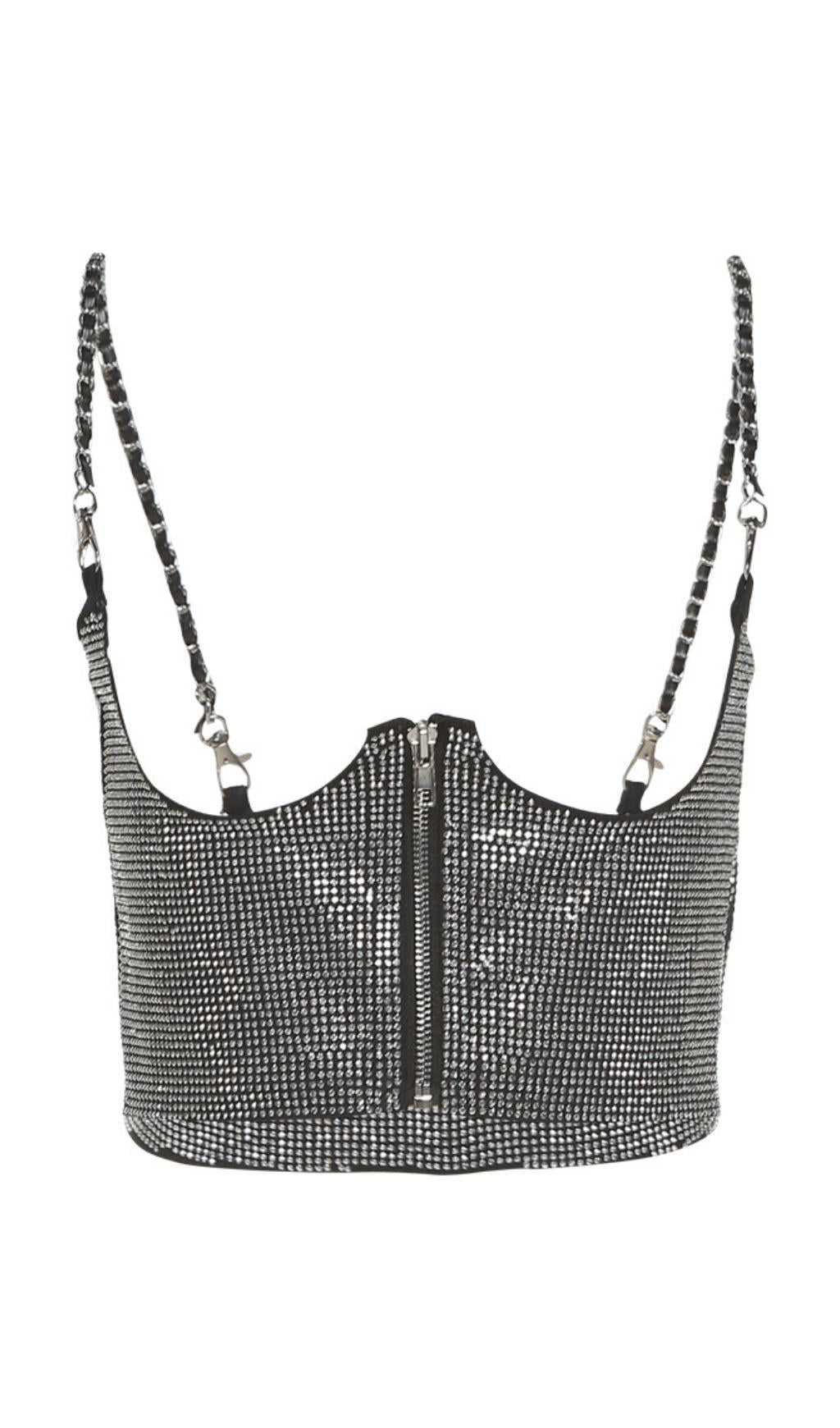 IRON CHAIN SLING HOT DRILL CORSET VEST