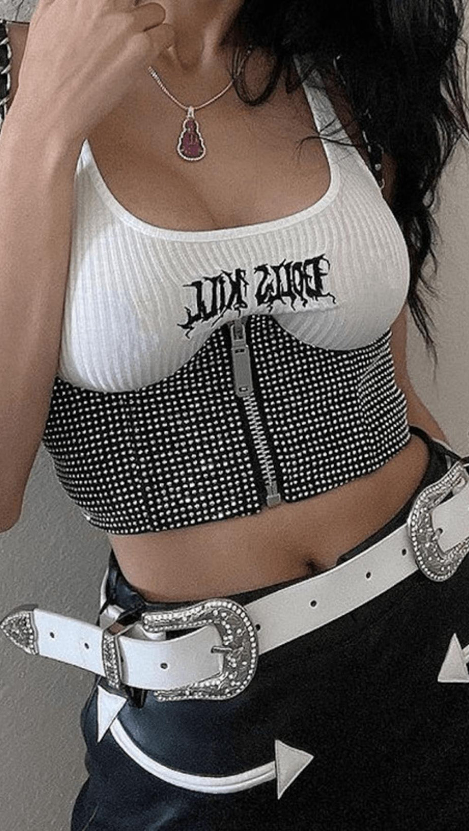 IRON CHAIN SLING HOT DRILL CORSET VEST