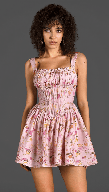 SALLIE STRAP WOVEN FLORAL PRINT DRESS