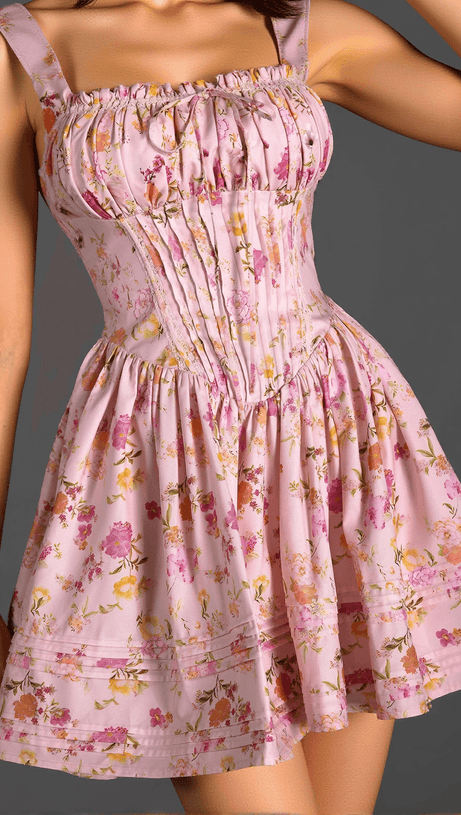 Sallie Strap – Gewebtes Kleid mit Blumenmuster