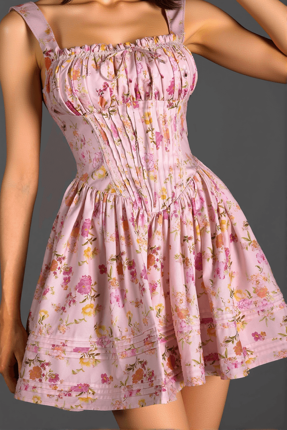 Sallie Strap – Gewebtes Kleid mit Blumenmuster