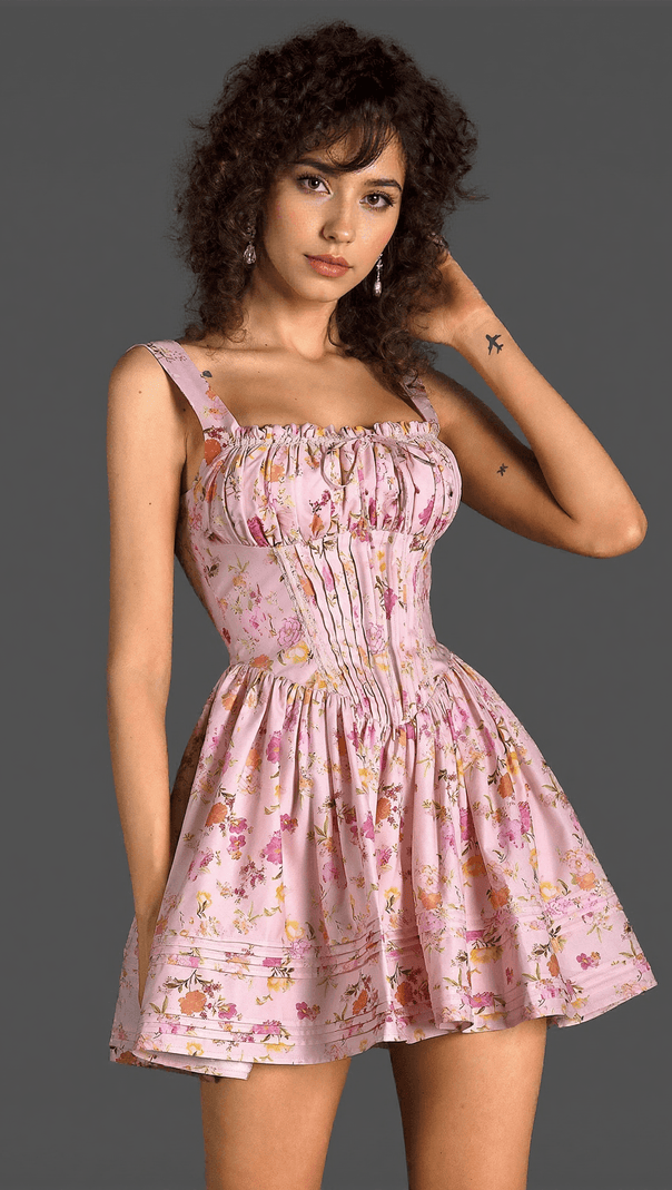 AIIZIE SALLIE STRAP WOVEN FLORAL PRINT DRESS - product image