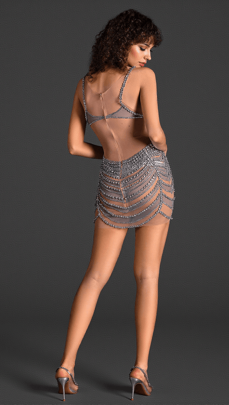 Vorverkauf Yelena Strass Mesh Glitzerkleid