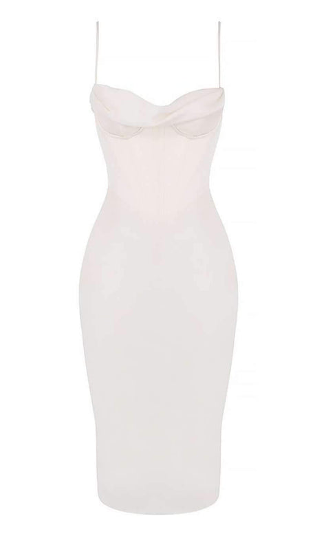 CORSET MIDI DRESS IN WHITE
