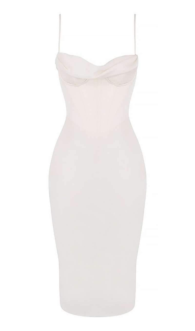 CORSET MIDI DRESS IN WHITE