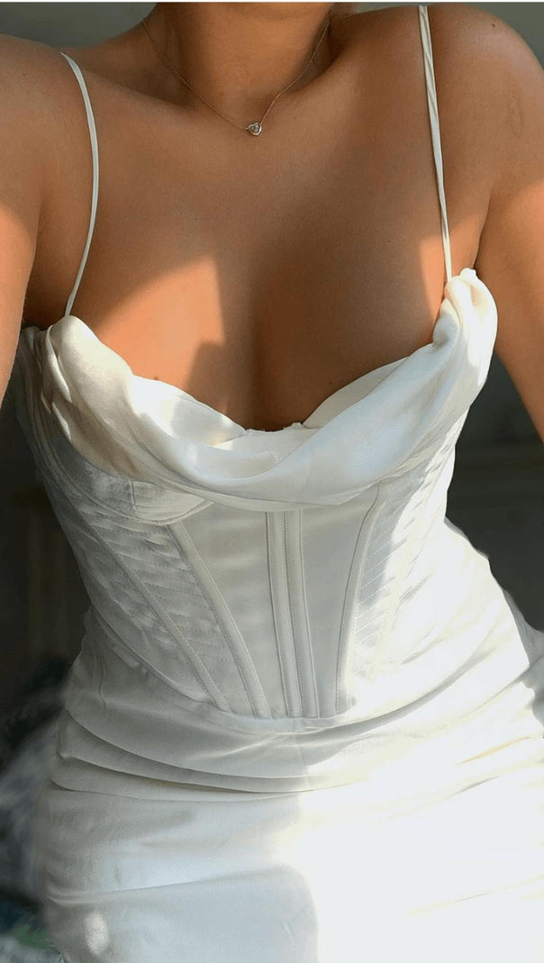 AIIZIE CORSET MIDI DRESS IN WHITE - product image
