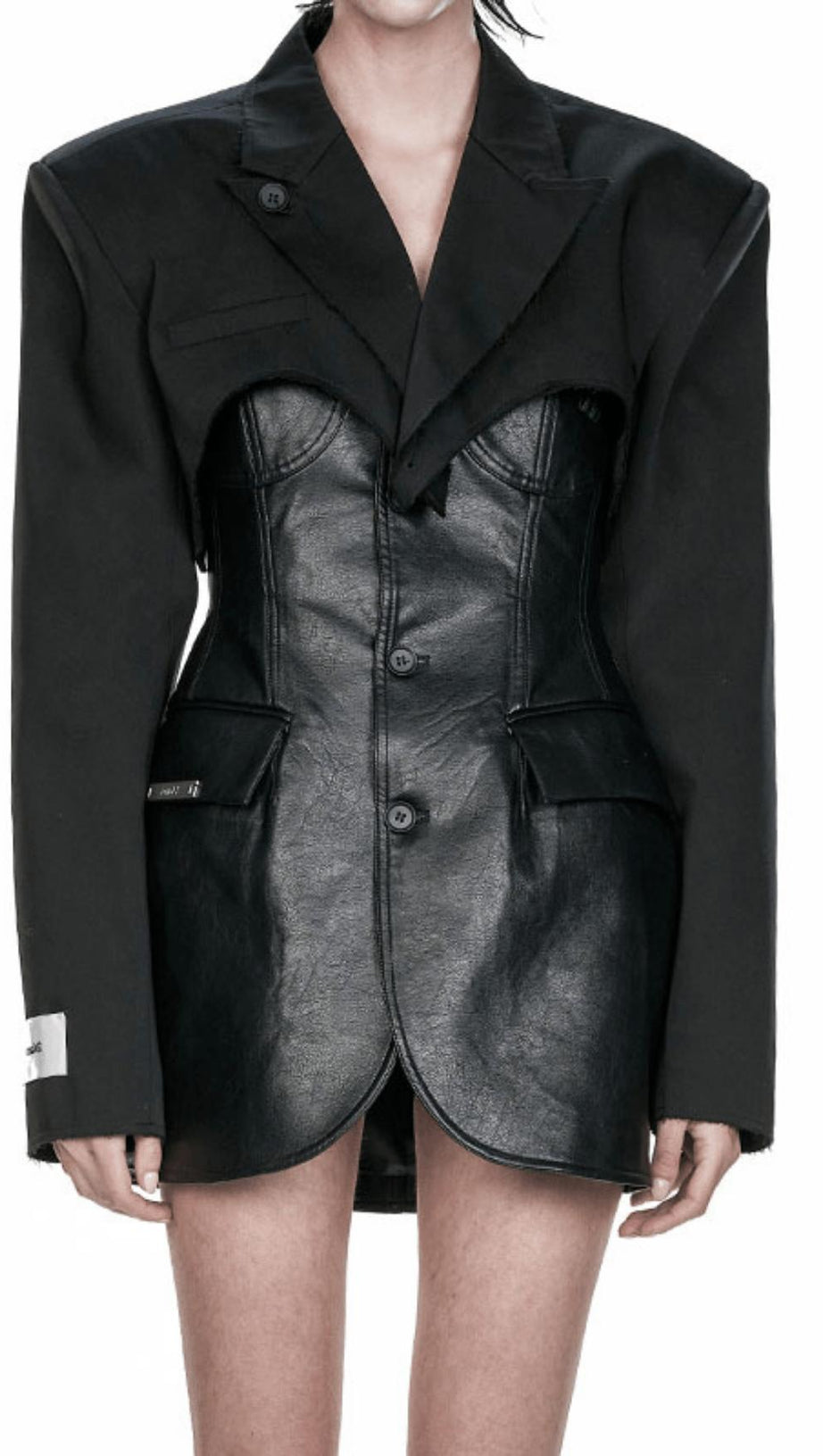 LEATHER JACKET SUIT IN BLACK