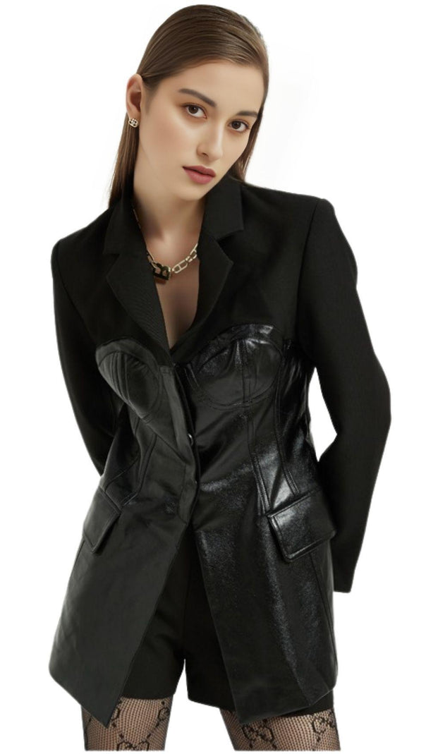 AIIZIE LEATHER JACKET SUIT IN BLACK - product image