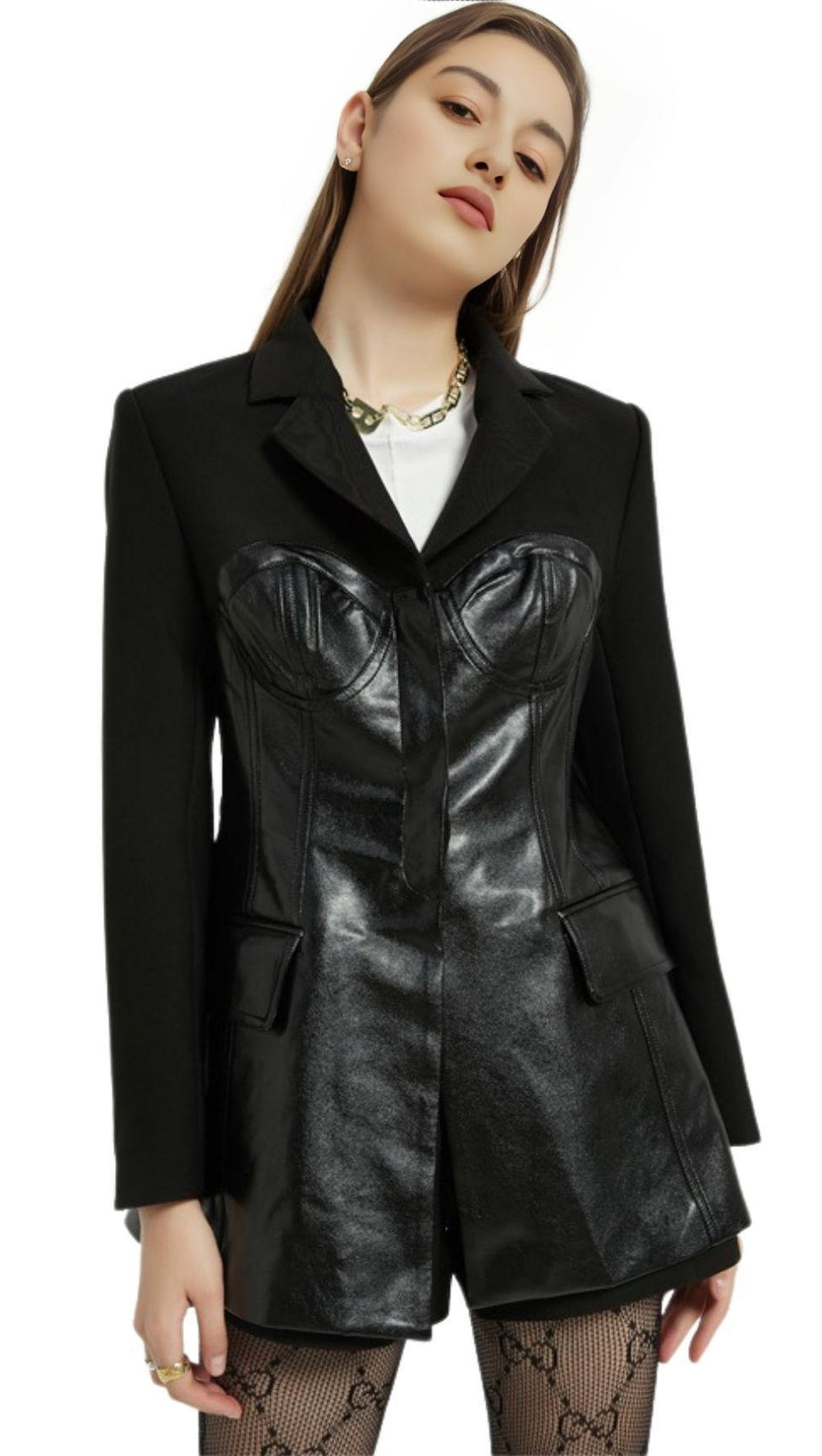 LEATHER JACKET SUIT IN BLACK