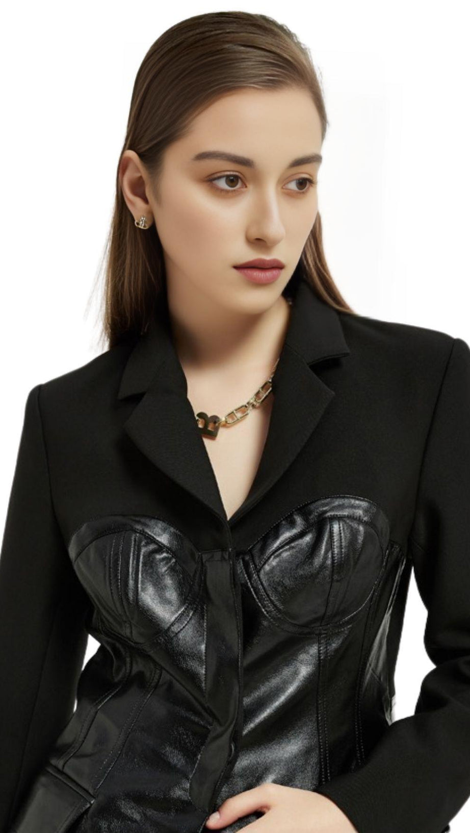LEATHER JACKET SUIT IN BLACK