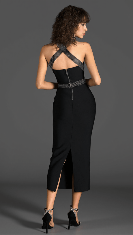 Alston Neckholder-Midikleid mit Strass