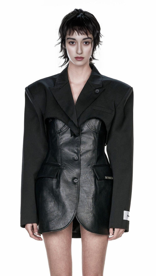 AIIZIE LEATHER JACKET SUIT IN BLACK - product image