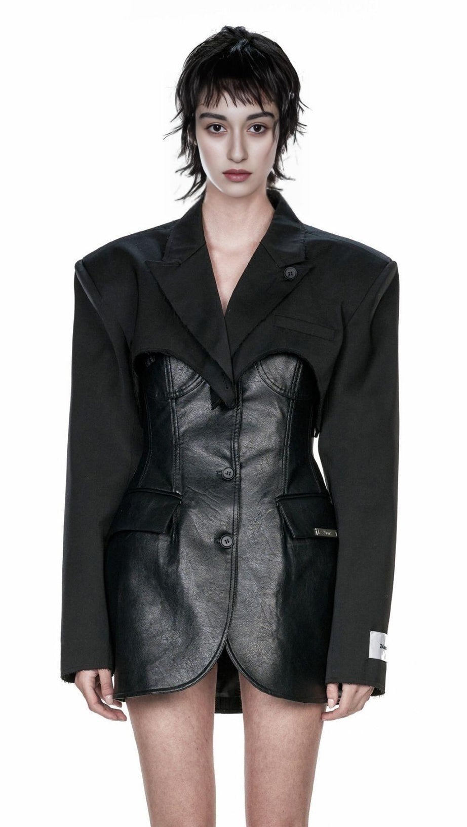 LEATHER JACKET SUIT IN BLACK