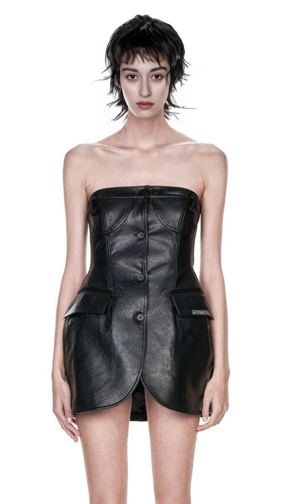 LEATHER JACKET SUIT IN BLACK