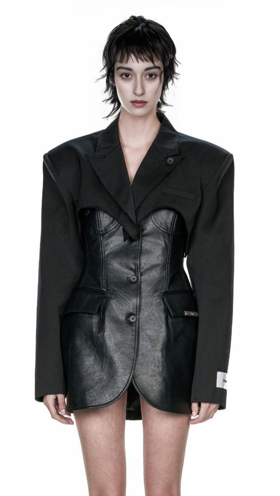 LEATHER JACKET SUIT IN BLACK