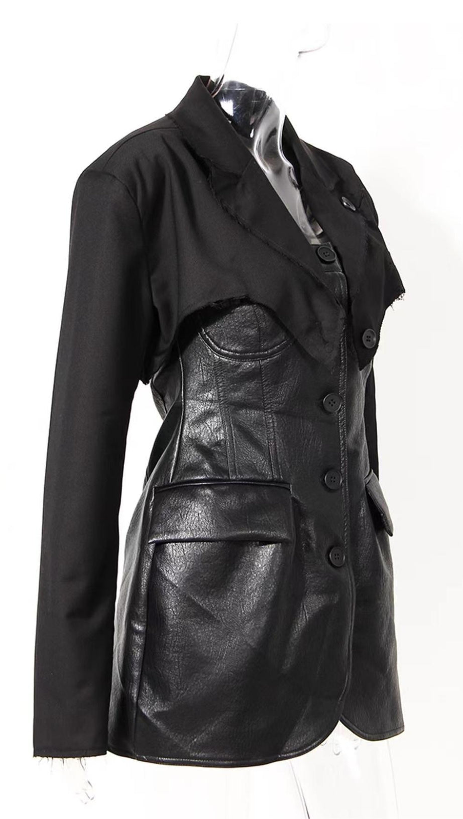 LEATHER JACKET SUIT IN BLACK