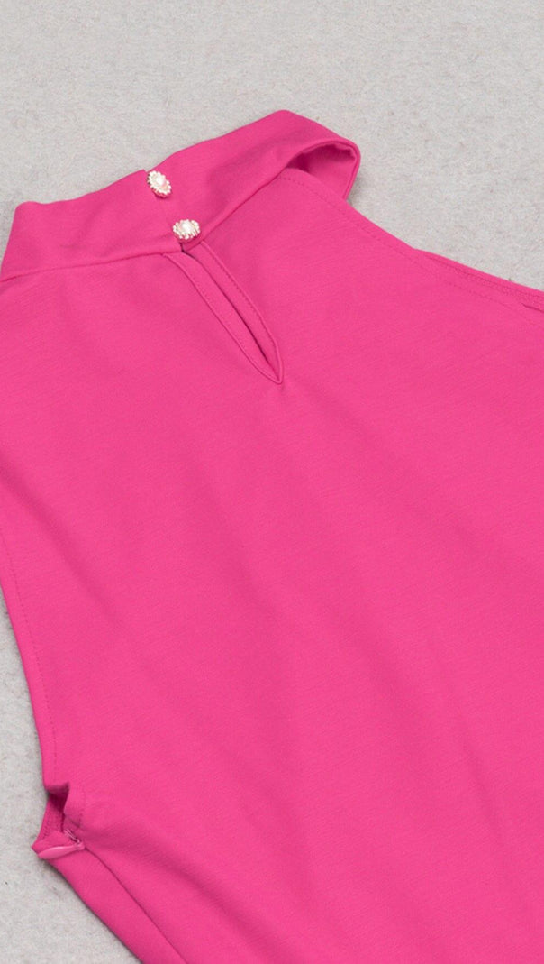 AIIZIE RUFFLE SPLIT MIDI DRESS IN STRONG MAGENTA - product image