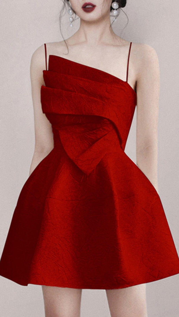 AIIZIE STRAPY HEM MINI DRESS IN RED - product image