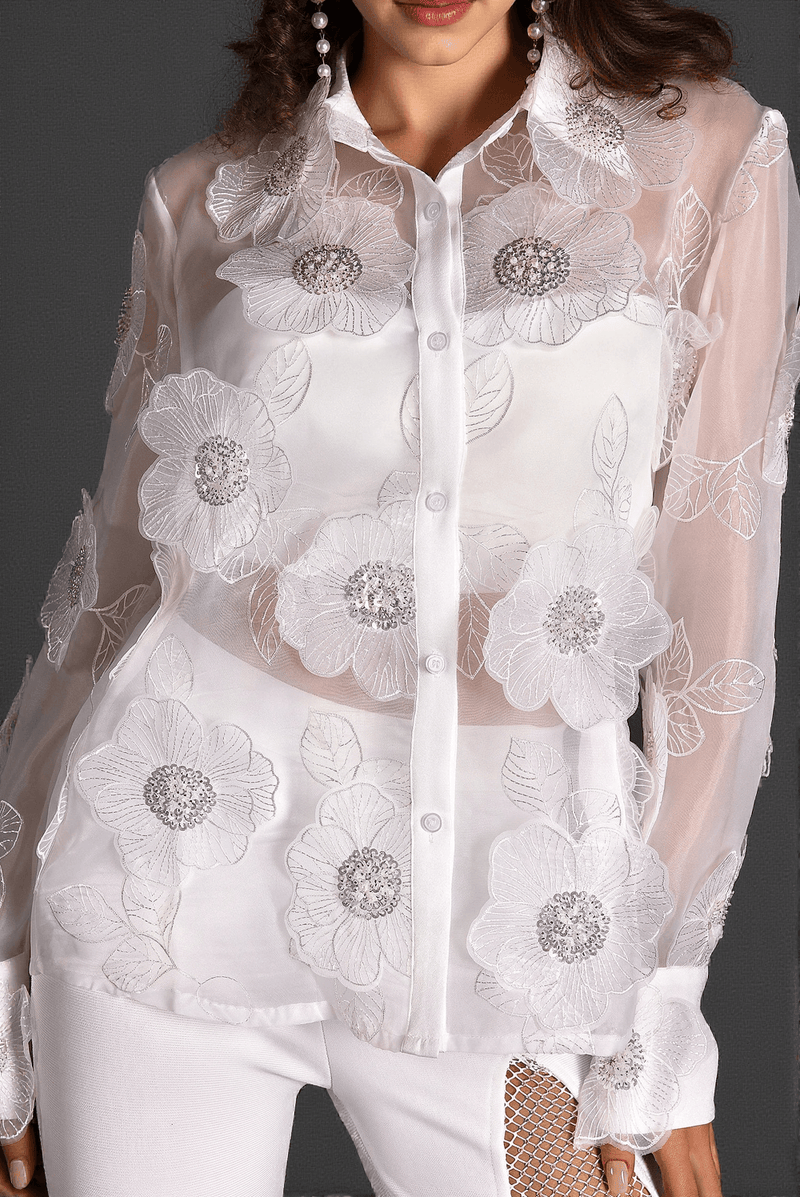 Gilbert Organza Embroider Floral Shirt