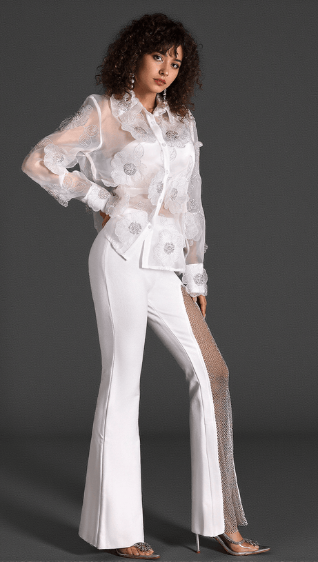 Gilbert Organza-Hemd mit Blumenstickerei