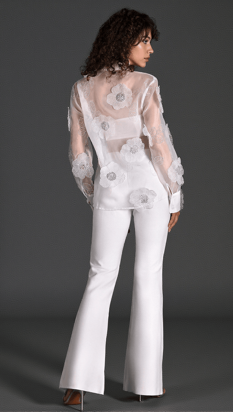 Gilbert Organza-Hemd mit Blumenstickerei