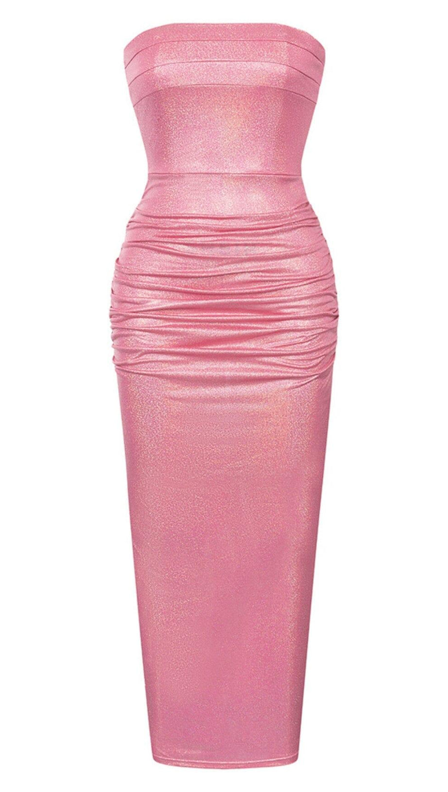 SEQUIN-EMBELLISHED MIDI DRESS IN CORAL PINK