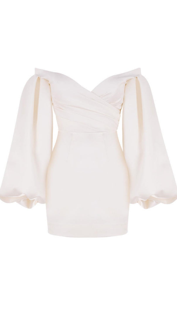 AIIZIE BUBBLE LONG SLEEVE MINI DRESS IN IVORY - product image