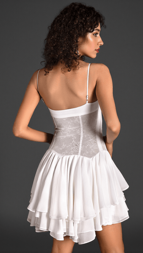 Ganili – Spaghettiträger-Minikleid mit transparenten Rüschen