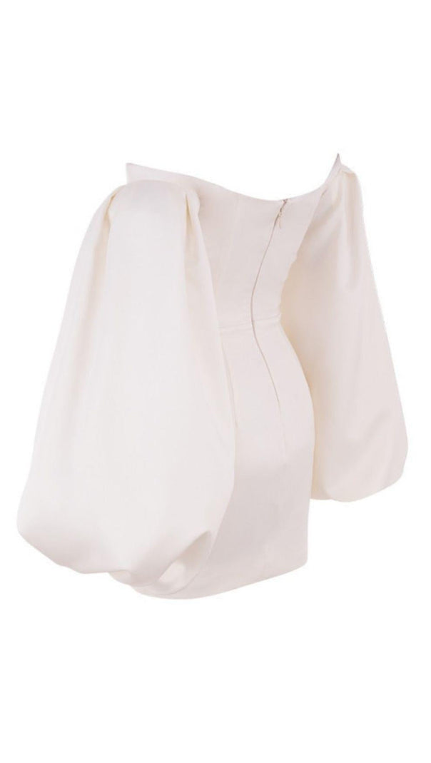 AIIZIE BUBBLE LONG SLEEVE MINI DRESS IN IVORY - product image