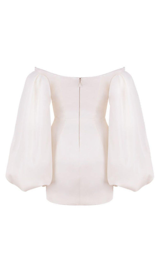 AIIZIE BUBBLE LONG SLEEVE MINI DRESS IN IVORY - product image
