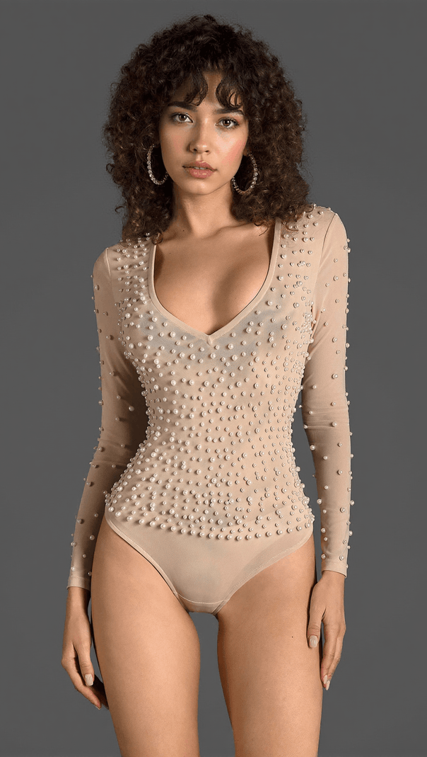 AIIZIE KALLIROI PEARL MESH BODYSUIT - product image