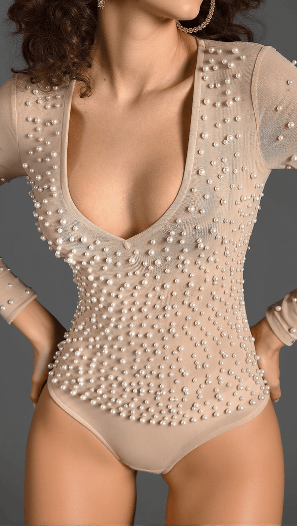 AIIZIE KALLIROI PEARL MESH BODYSUIT - product image