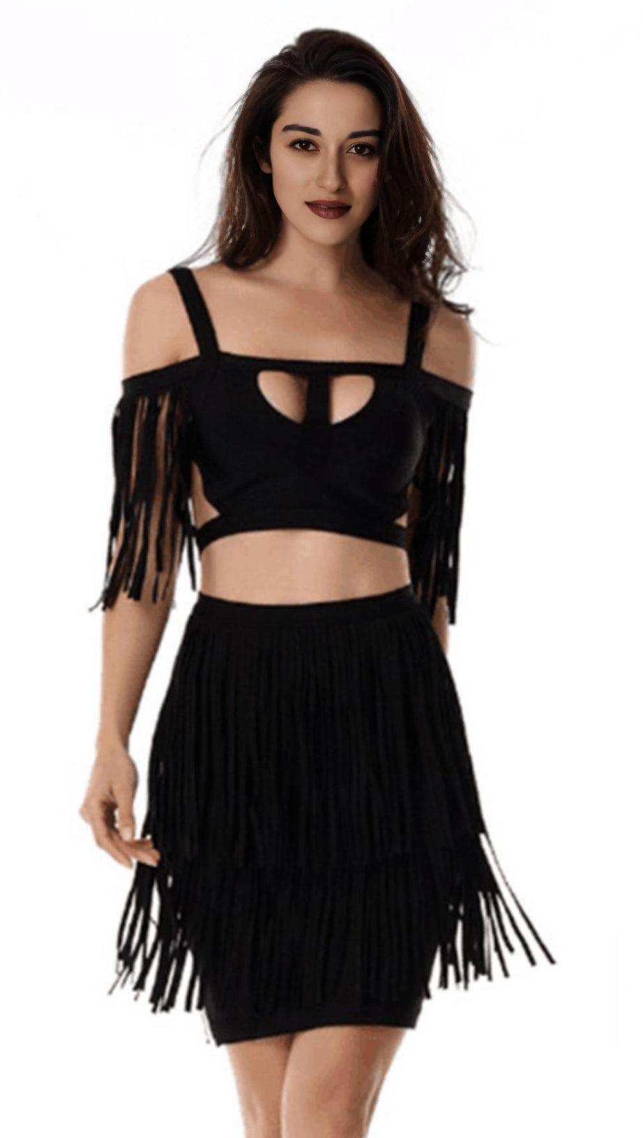 STRAP WAIST RAYON DRESS