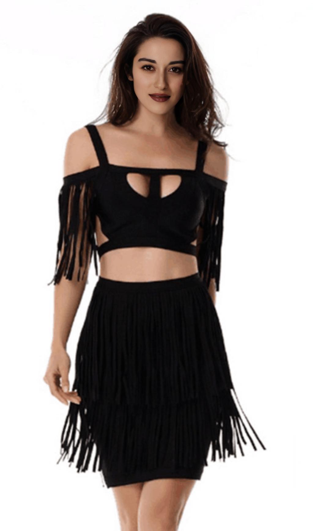 STRAP WAIST RAYON DRESS