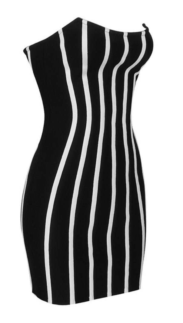 AIIZIE ZEBRA BLACK STRAPLESS FRENCH DRESS - product image
