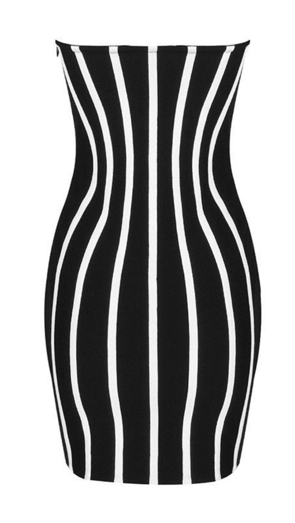 AIIZIE ZEBRA BLACK STRAPLESS FRENCH DRESS - product image