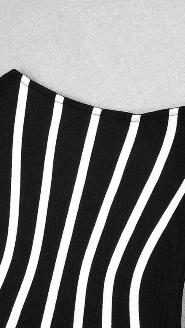AIIZIE ZEBRA BLACK STRAPLESS FRENCH DRESS - product image