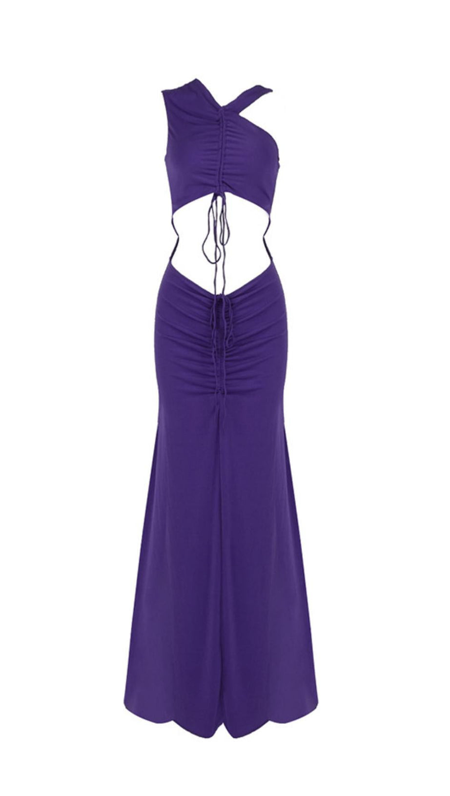RIBBON SLANT COLLAR CUTOUT DRESS