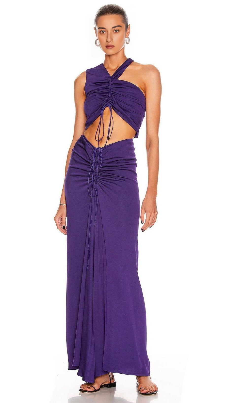 Kleid mit schrägem Kragen und Cut-out