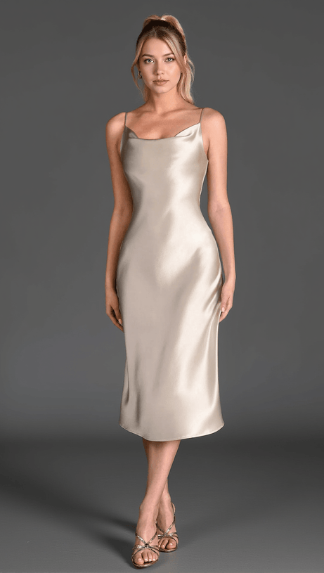 Kleid aus Triacetat-Satin von Calelli mit Trägern