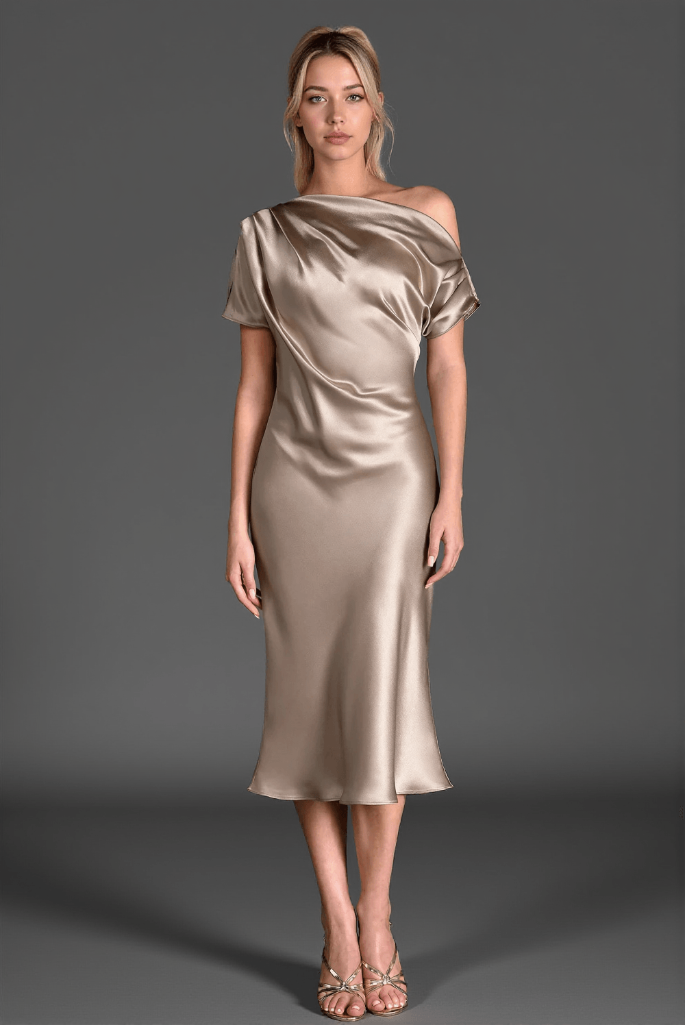 Argiro One-Shoulder-Kleid aus Triacetat mit Rüschen