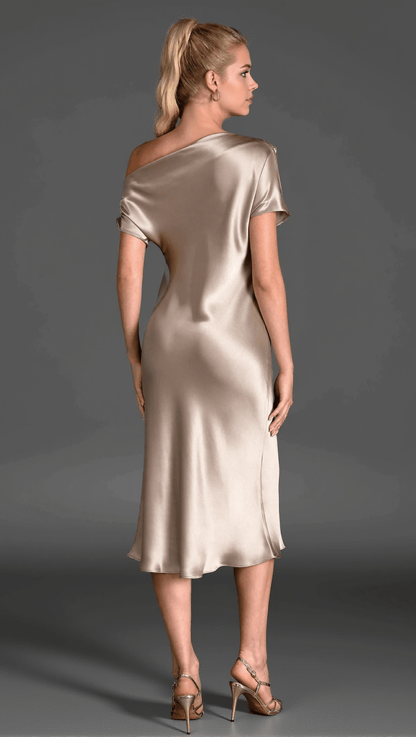 AIIZIE ARGIRO ONE SHOULDER TRIACETATE RUCHED DRESS - product image