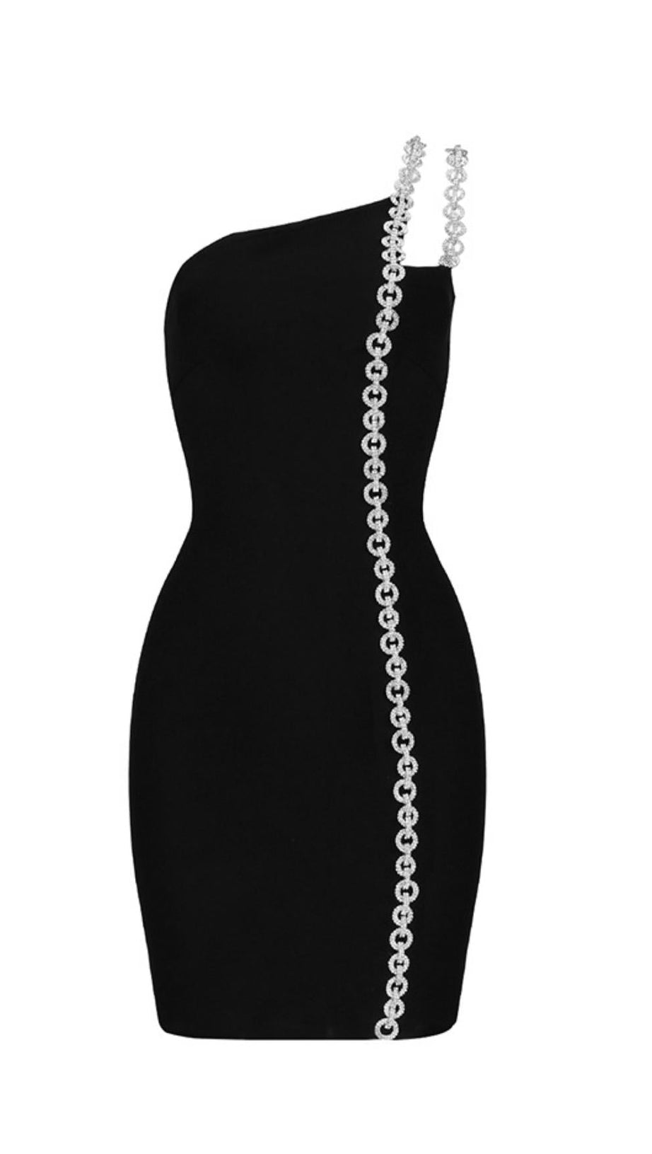 ONE-SHOULDER LONG CHAIN DRESS