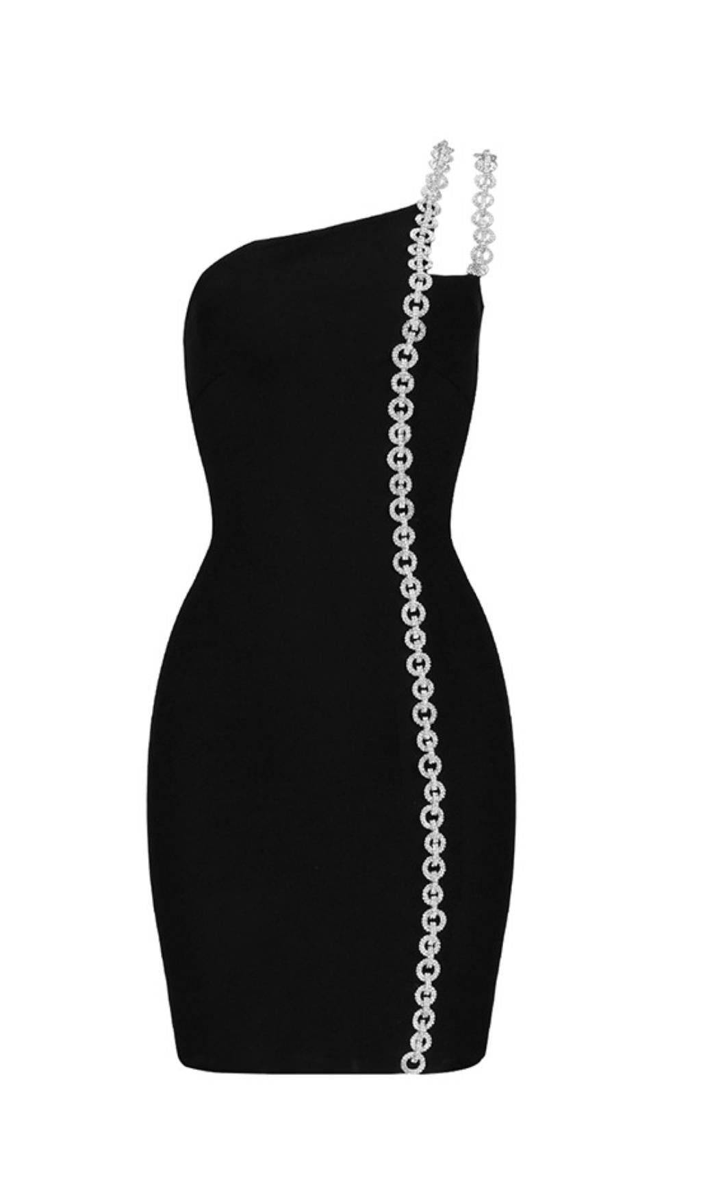 ONE-SHOULDER LONG CHAIN DRESS
