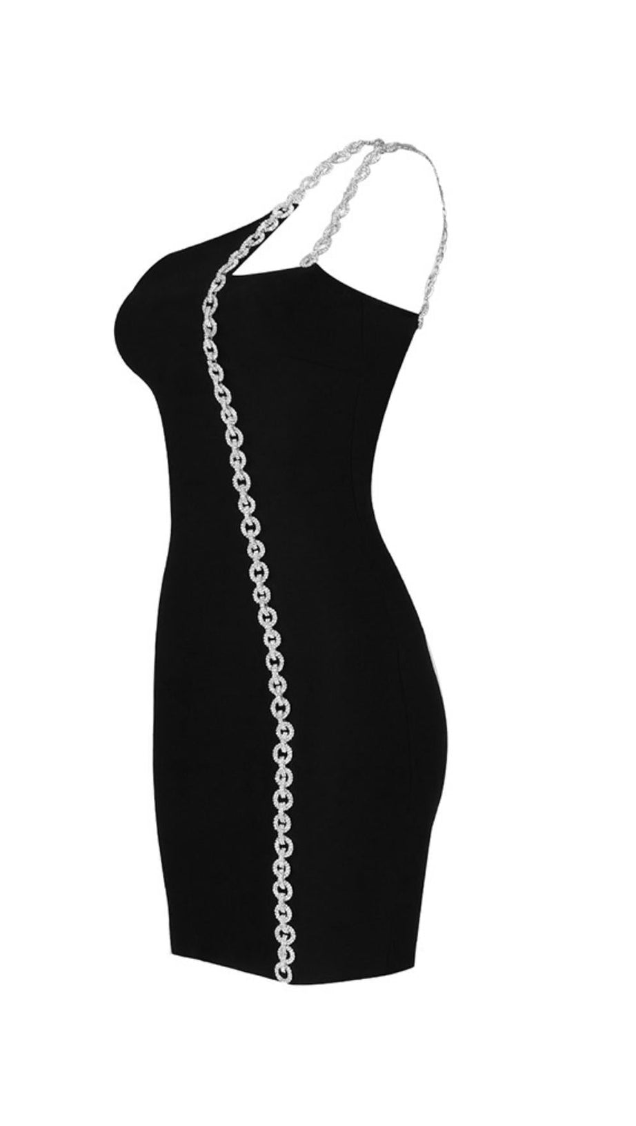 ONE-SHOULDER LONG CHAIN DRESS