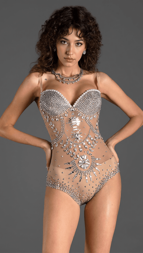 Asimina Transparenter Glitzer-Netzbody