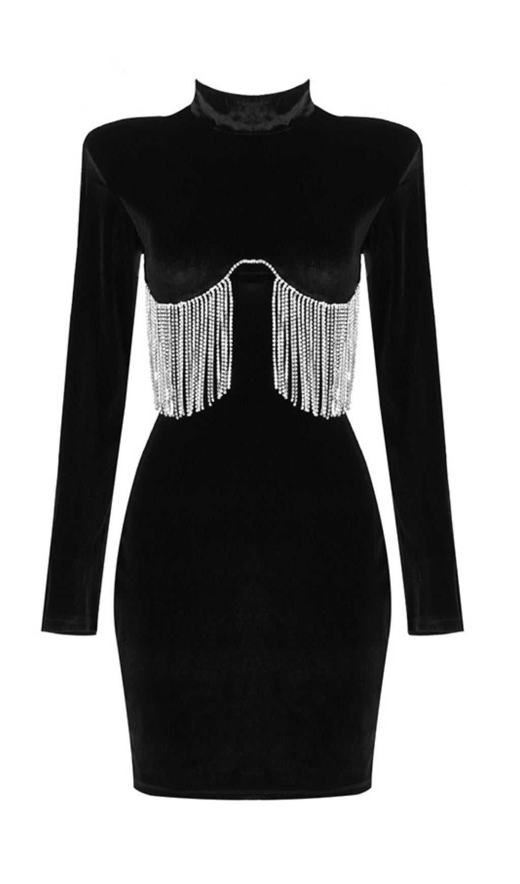 METAL FRINGED BLAZER DRESS